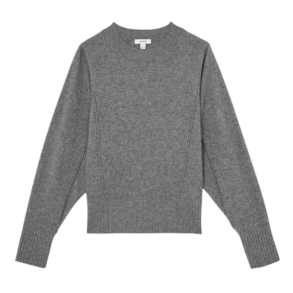 REISS Suki Wool-Blend Reverse-Seam Batwing Jumper